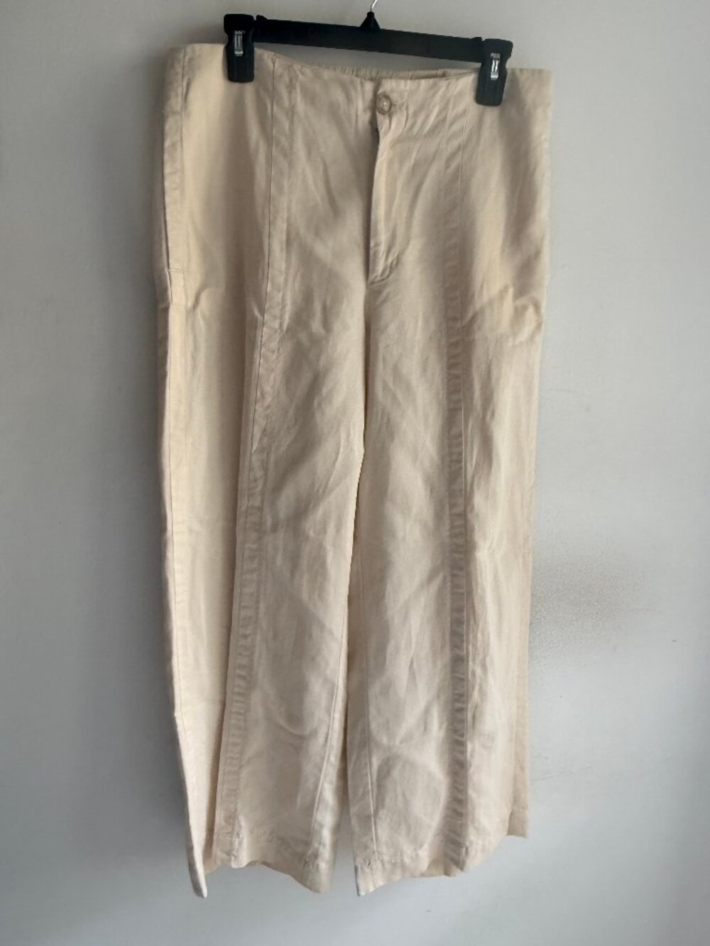 LOFT Wide Leg Pants Ivory Cotton Linen Blend Size